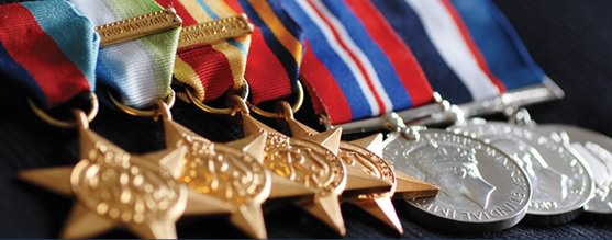 Image of a rack of medals 