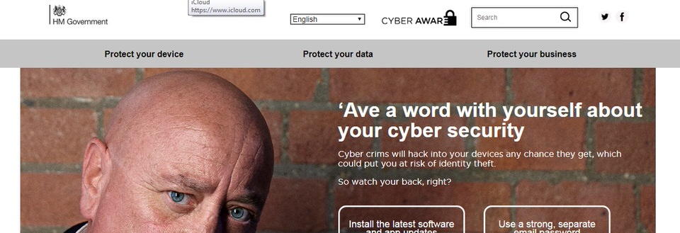 The NCSC Cyber Aware website image for their 'Cyber Aware' initiative