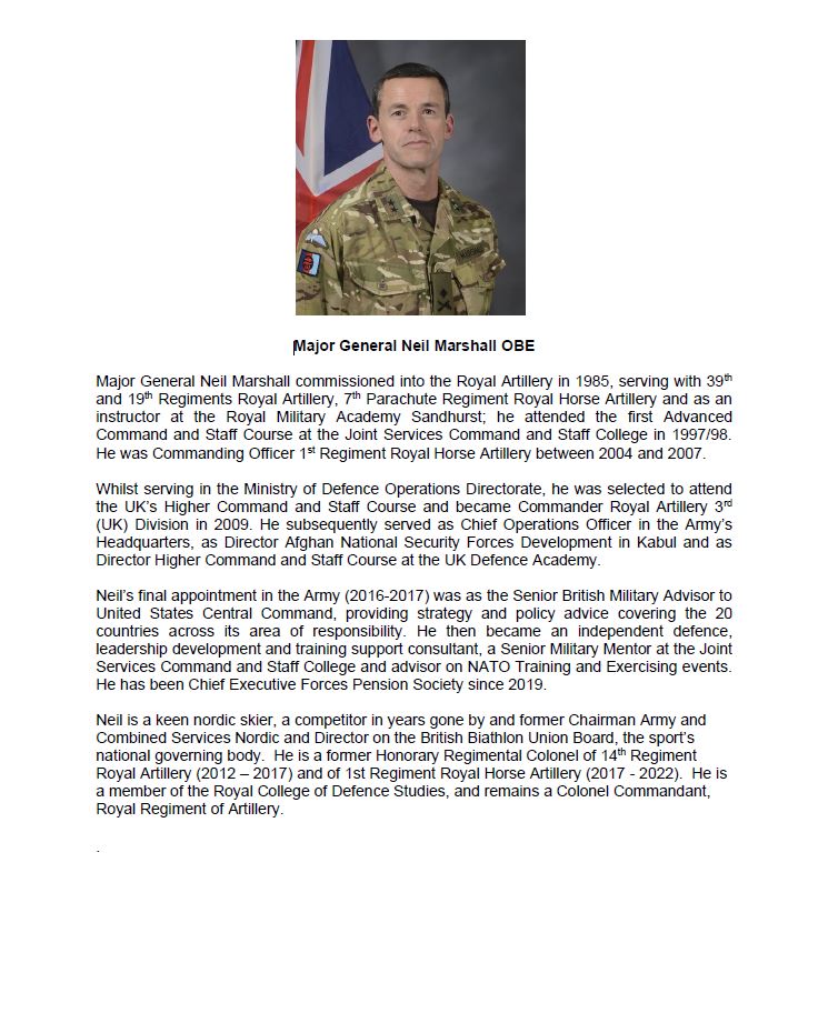 Biographical Details – Maj Gen Marshall OBE