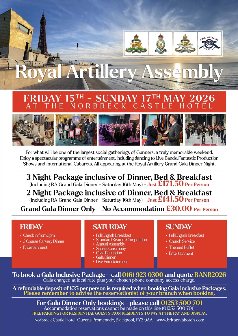 The Royal Artillery Assembly Blackpool 2026