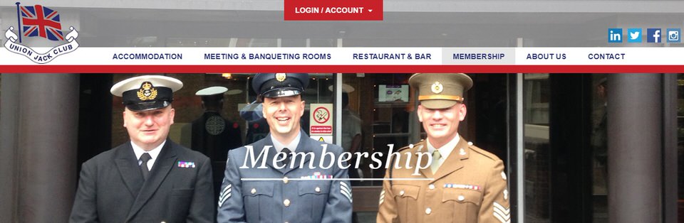 Splash screen of the Union Jack Club London Membership webpage